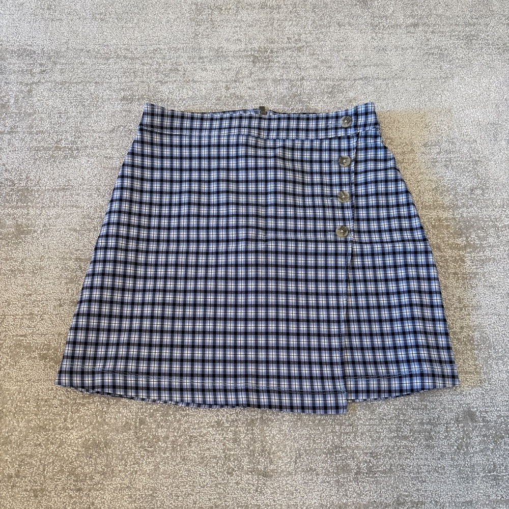 Plaid Button-Front Skirt
